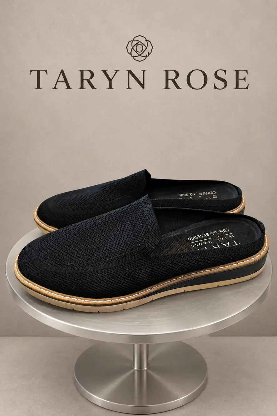 Taryn Rose Knit Slip On Mule Loafers Black Women’s 9.5